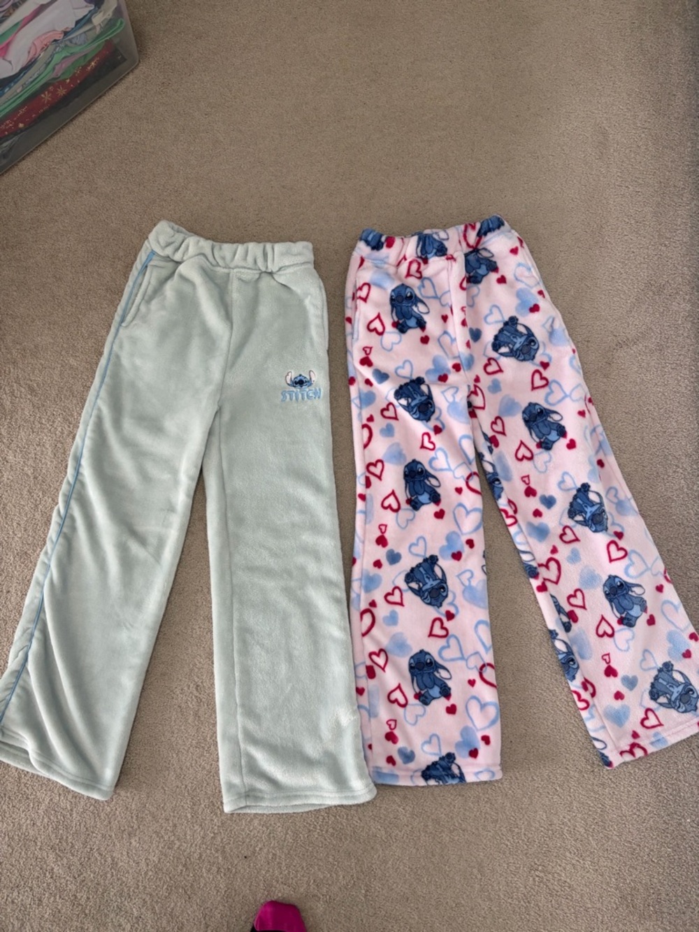 Disney Stitch Pink & Light green Kids Fleece Pajama Pants - 2-Pack, size 12